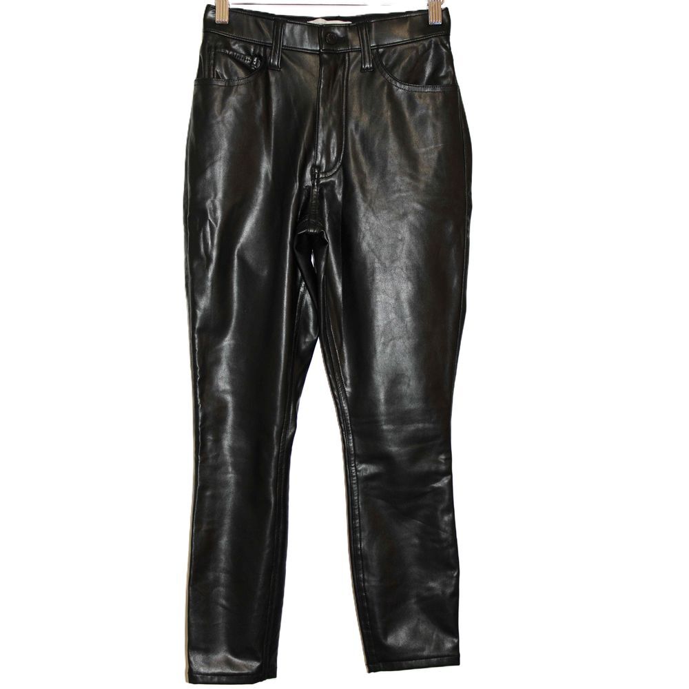 Womens Abercrombie & Fitch Curve Love Skinny High Rise Black Vegan Pants Size 25